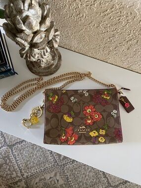 Coach Slim Crossbody in Signature Canvas with Floral Print